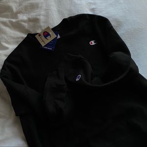 champion reverse weave crew neck in black